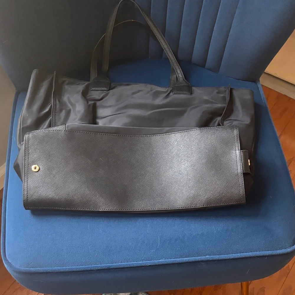 Tory Burch Black Nylon Tote with Logo Medallion